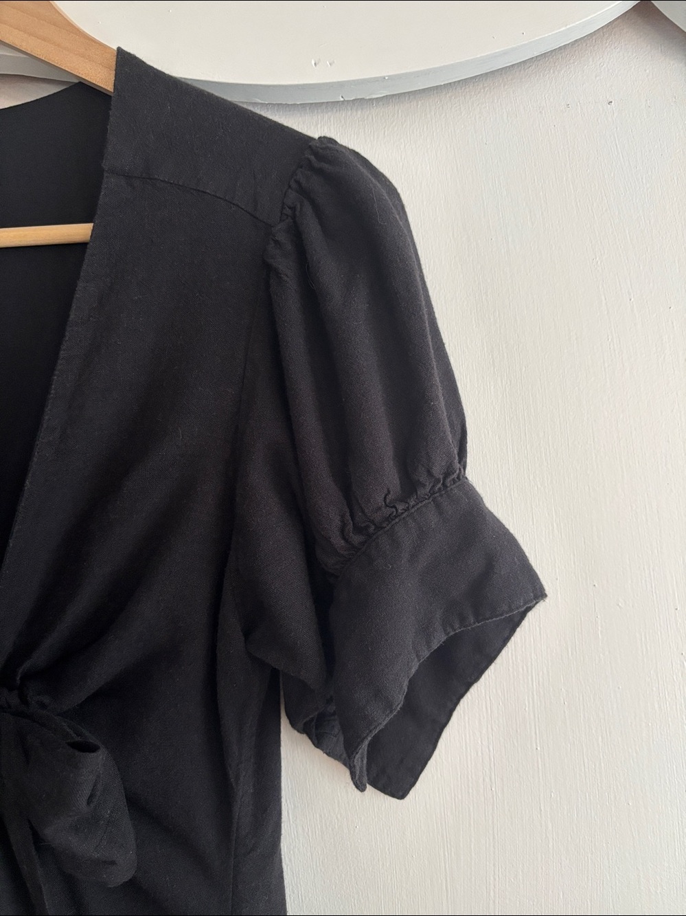 Free People Black Cotton Bow Button Down Midi Dress - Picture 5 of 8
